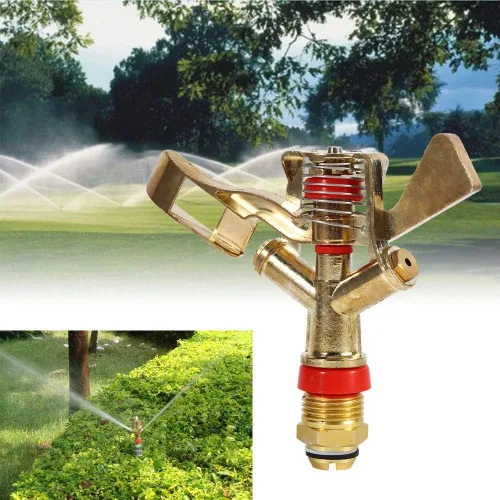 Miniatura 6 de Rociador oscilante de latón resistente para césped, conexión de 1/2 pulgada, rotación de 360 grados, riego de largo alcance para patio y jardín