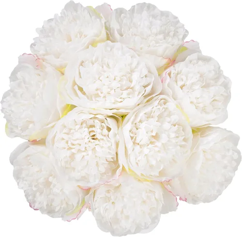 Miniatura 15 de U'Artlines 10 cabezas de peonías artificiales de seda, hojas y flores para decoración del hogar, oficina, bodas, fiestas, festivales y bares (negro)