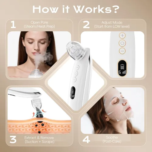 Miniatura 7 de Removedor de puntos negros faciales, extractor de puntos negros, herramienta de limpieza facial con ventosa recargable, kit de limpieza de poros