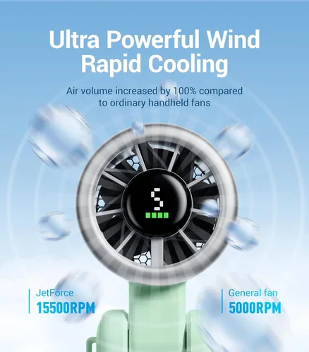 Miniatura 2 de Diveblues Ventilador turbo portátil de mano, viento de 5 engranajes, funciona con pilas, hasta 12 horas de trabajo, ventilador de mano 3 en 1