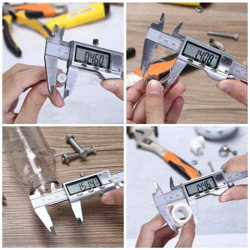 Miniatura 6 de Herramienta de medición de calibrador digital, micrómetro digital de calibre Vernier de acero inoxidable con pantalla LCD grande, herramienta