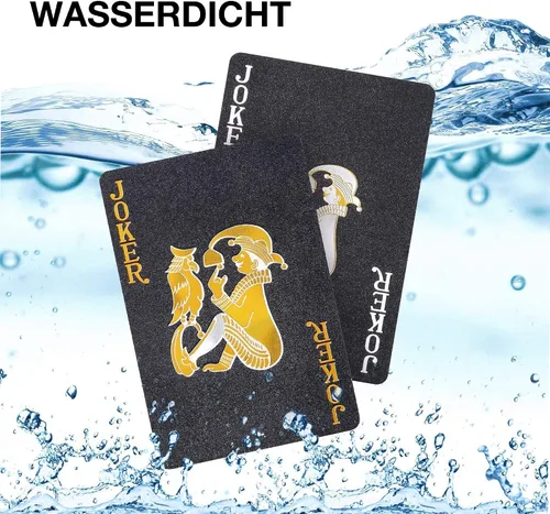 Miniatura 4 de 10 Paquetes de Cartas de Juego - 5 Negras 5 Doradas HD, 54 Cartas de Póquer Estándar de Plástico Impermeable para Fiestas Familiares naipes de oro