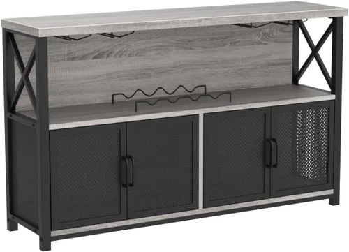 Miniatura 4 de LVB Licor Home - Armario de bar industrial para café para licor y vasos, aparador moderno de granja con estante de almacenamiento para vino, cocina