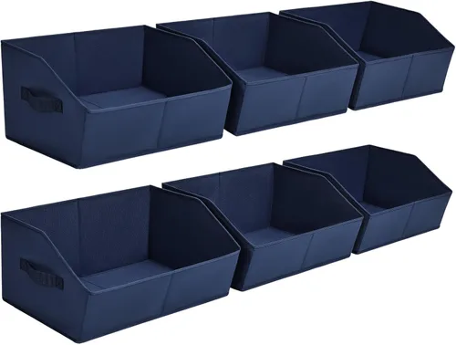 Miniatura 60 de Homsorout Organizador trapezoidal para armario, cestas grandes para organizar, caja de almacenamiento de tela para estantes, cubos de almacenamiento