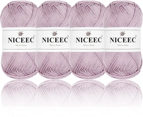 NICEEC 4 madejas de hilo de algodón suave para bebé, 4 capas, manualidades DIY, peso fingering, hilo para manta para ganchillo y tejido, total 700
