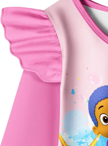 Miniatura 4 de Vestido de dibujos animados de burbujas para niñas pequeñas vestidos con estampado Guppy para niños vestido camisero de 3 a 6 años