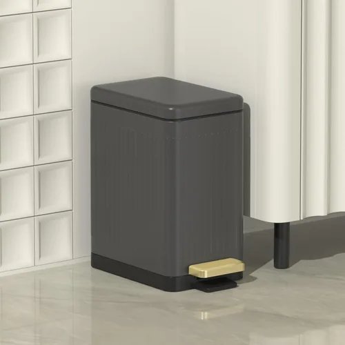Miniatura 6 de Mbillion Cubo de basura para baño con tapa - Cubo de basura delgado de acero inoxidable con pedal - Papelera de metal - Cubo de basura rectangular