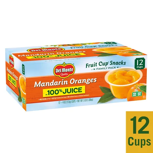 Miniatura 3 de Del Monte Naranja mandarina en tazas de aperitivos 100% jugo, tazas de 4 onzas (paquete de 12)