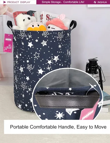Miniatura 6 de Cesta de Ropa Sucia Grande de Tela de Lona Ligera Cesta de Almacenamiento/Organizador de Juguetes/Ropa Sucia Plegable Impermeable para Dormitorios