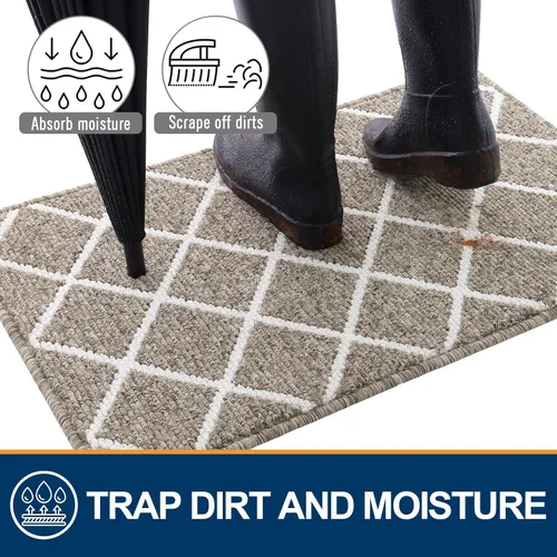 Miniatura 2 de Finchitty Alfombra para Puerta Interior, Resistente a la Suciedad y Absorbente, de Perfil Bajo, Antideslizante, Alfombras de Piso Interior Lavables