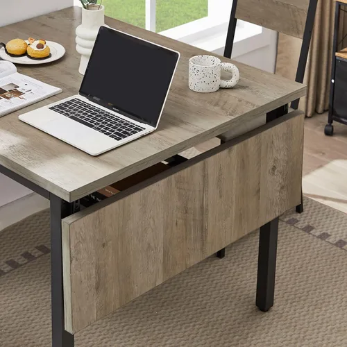 Miniatura 8 de KEVINSPACE Mesa de comedor plegable de 63.2 pulgadas, mesa de comedor extensible de madera MDF, mesa de comedor de hojas colgantes de madera