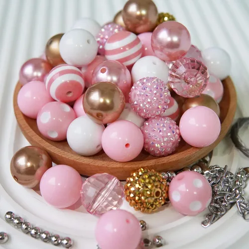 Miniatura 19 de Perlas de goma de burbujas de 20 mm para bolígrafos, perla de 20 mm para artículos ensartados, perlas acrílicas de 20 mm para manualidades, 50