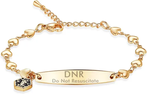 Miniatura 21 de mnmoom Pulseras de alerta médica para mujeres 6.5-8 pulgadas ajustables corazón links pulseras médicas con grabado