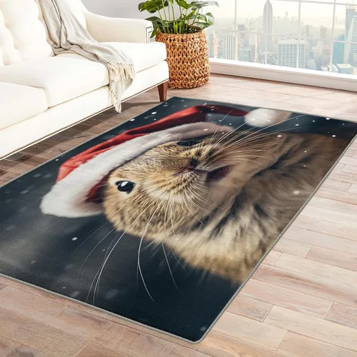 Miniatura 16 de Alfombra de oso de 2 x 3 pies, alfombra de Navidad para entrada, sala de estar, dormitorio, alfombra de animales salvajes, decoración de habitación