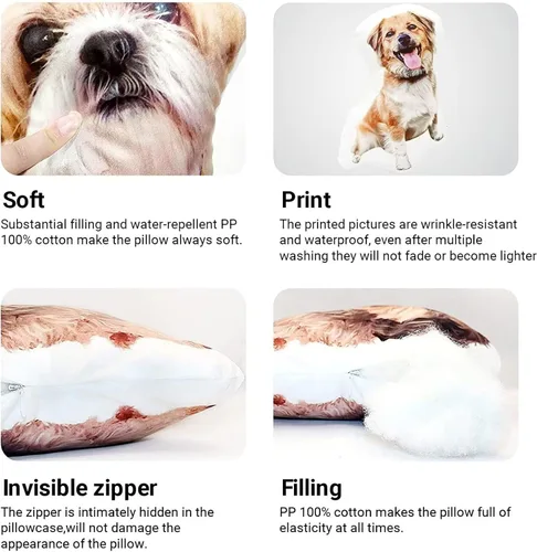 Miniatura 4 de Almohada personalizada para mascotas con foto, almohada personalizada con forma de cuerpo, cabeza de perro, gato, almohada en forma 3D, impresión