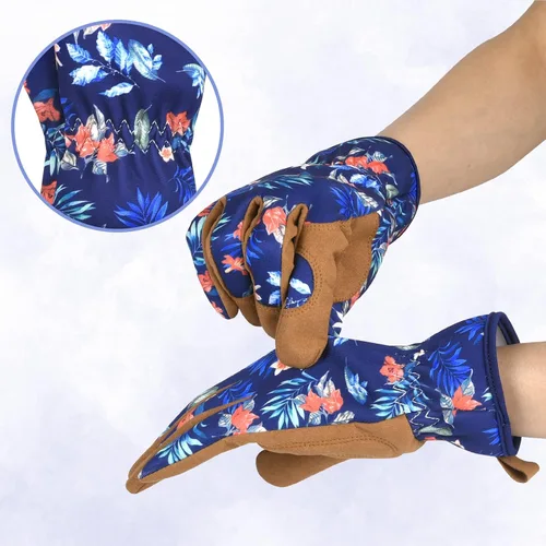 Miniatura 5 de Guantes de jardinería para mujeres, guantes de cuero para trabajo en jardín, a prueba de espinas, sin perforación, para cavar, plantar y podar