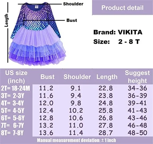 Miniatura 7 de VIKITA Vestidos de invierno de manga larga para niñas de 3 a 7 años