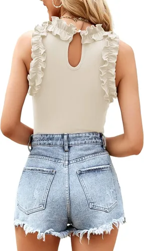 Miniatura 2 de WAYMAKER - Camiseta sin mangas para mujer, body de estilo sexy con espalda cruzada, cuello de tortuga simulado y ribeteado