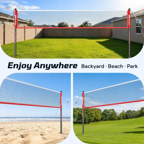 Miniatura 3 de Haokelball Outdoor Badminton Net Set with Anti-Sag Winch System - 20ft Badminton Net, 4 Rackets, 4 Shuttlecocks & Carry Bag, Badminton Set for