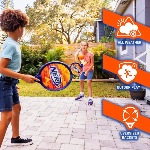 Miniatura 4 de Nerf Small Driveway Tennis Set for Kids - 2 Player Kids Tennis Set - Rackets and Foam Ball - Indoor + Outdoor - (2) Rackets + Foam Ball Included