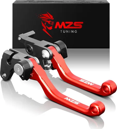 MZS - Palancas de freno y embrague rojas ajustables para bicicletas de tierra, pivote CNC compatibles con CRF150R 2007-2026 / CR80R CR85R 1998-2007
