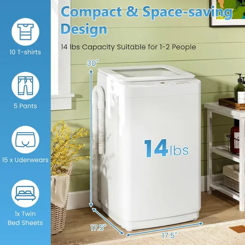 Miniatura 7 de Auertech Lavadora portátil, lavadora compacta totalmente automática de 0.9 pies cúbicos con bomba de drenaje, 10 programas, 3 niveles de agua, combo