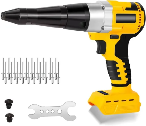 Pistola de remache inalámbrica eléctrica compatible con batería Dewalt de 20 V máximo, (sin batería), kit de herramientas de remache inalámbrico sin