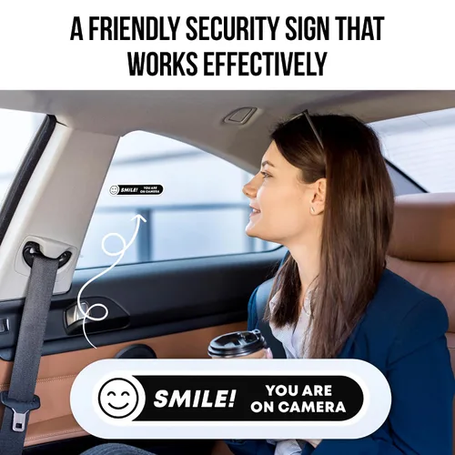 Miniatura 7 de Calcomanías para cámara Smile You're On (8 piezas) – Adhesivo fuerte, resistente al agua, letreros de «You are on» Tamaño 5 x 1 pulgadas. Adhesivos