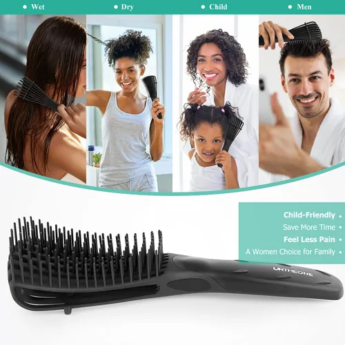 Miniatura 6 de Cepillo desenredante para el cabello, cepillo desenredante para adultos y niños, juego de peines para cabello rizado, ensortijado, afro y ondulado