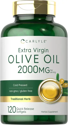 Carlyle Aceite de oliva extra virgen de 2000 mg | 120 cápsulas de gel suave | prensado en frío | Suplemento herbario sin OMG y sin gluten
