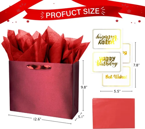 Miniatura 2 de Bolsa de regalo beige con papel de seda de color sólido sedoso para mujeres y hombres, boutique, cumpleaños, aniversario, boda, 13 pulgadas