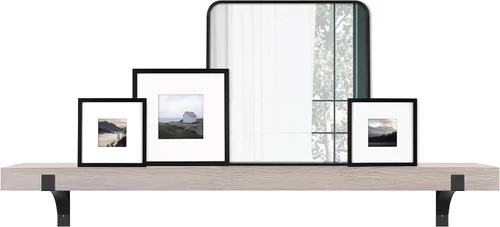 Miniatura 19 de MCS Repisa de 60 pulgadas, Master & Co Repisa de chimenea flotante de madera maciza con acabado blanco, estante flotante largo para sala de estar