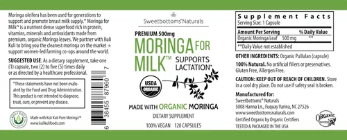 Miniatura 4 de Suplemento de lactancia - Cápsulas de moringa orgánica para apoyo a la lactancia materna para aumentar el suministro de leche materna (120 unidades)