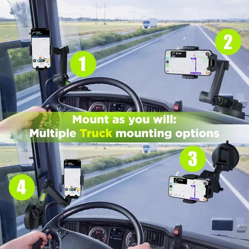 Miniatura 9 de Soporte de teléfono celular para camioneta, para conductores de camiones, ventosa resistente + almohadilla de salpicadero, soporte de iPhone