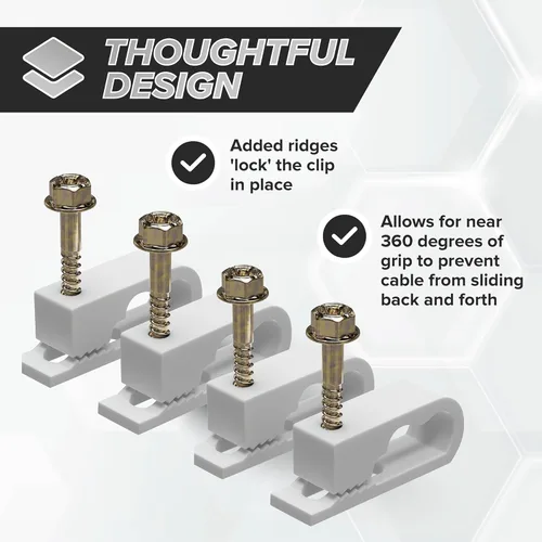 Miniatura 4 de THE CIMPLE CO Clips dobles para cables con tornillos, abrazaderas de cable coaxial de 1/2 pulgada para exteriores, gestión de cables exteriores