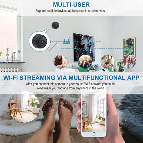 Miniatura 6 de Cámara de seguridad mini Enzemit, cámara A9 mini, cámara WiFi 1080P HD para interiores y exteriores para bebé/mascota/niñera, cámara IP