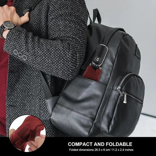 Miniatura 93 de LEAGERA Paraguas de viaje compacto para bolso, mango plano, impermeable para lluvia ligera