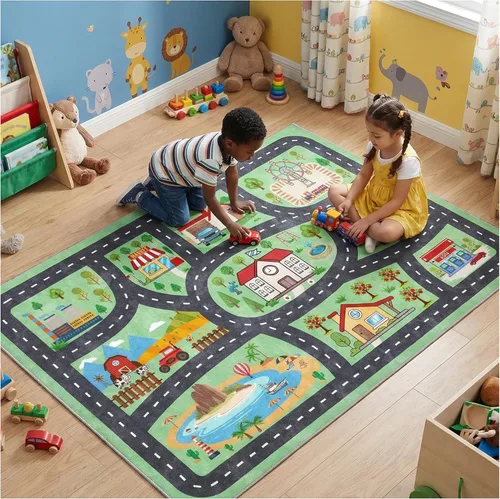 Miniatura 16 de Alfombra para niños, alfombra de coche para niños, tapete de juego, alfombra para coches de juguete para sala de juegos, aula, habitación de niños