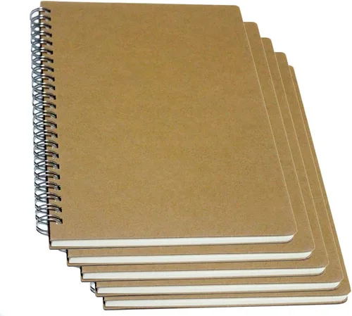 YUREE Cuaderno de espiral/diario en espiral, cuaderno de tapa dura, 140 páginas (70 hojas) con rayas anchas, A5, 8.4 x 5.9 pulgadas, paquete de 5