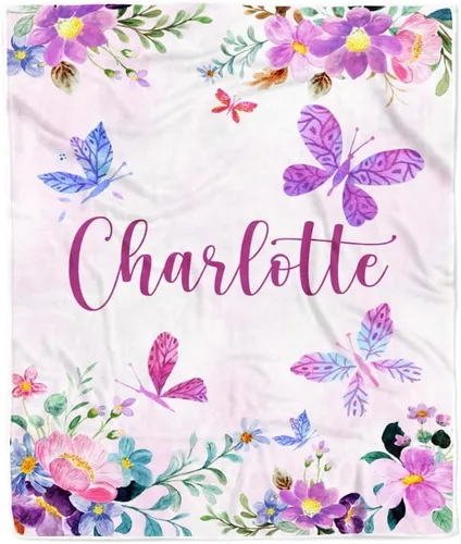 Miniatura 8 de Manta de bebé personalizada con nombre, linda flor de elefante, recién nacido, niña, niños, hija, multicolor 507