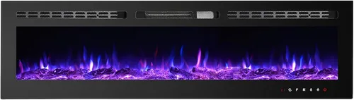CharaVector Chimenea Eléctrica Empotrable de 60 pulgadas 750W/1500W con Control Remoto de Montaje en Pared, Calentador de Chimenea Empotrable LED de