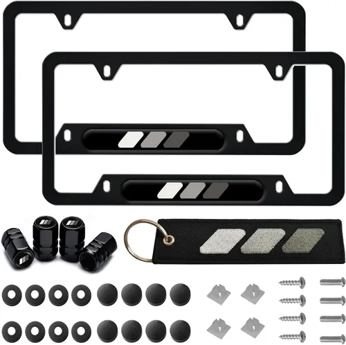 Miniatura 14 de Marco de matrícula de aluminio tricolor de 3 colores compatible con vehículo Toyota, camión, remolque, SUV. (Blanco Azul-01)