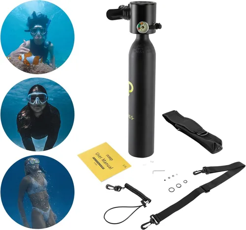 Miniatura 6 de Mini tanque de buceo conjunto de buceo, equipo de buceo inflable de 0.5L, tanque de oxígeno para respiración subacuática, constante con válvula