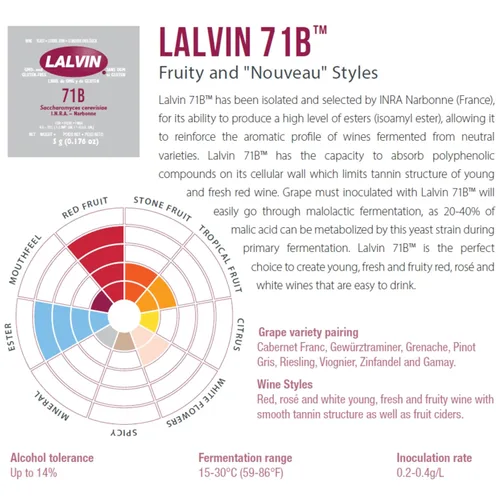 Miniatura 4 de Lalvin 71B Levadura de vino (paquete de 5) - Hacer Mead de Sidra de Vino Kombucha en casa - 0.18 oz Sachets - Saccharomyces cerevisiae - Vendido por