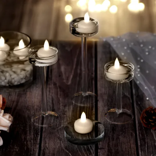 Miniatura 2 de AGPtek - lote de 10 luces ledes flotantes para té, impermeables, para decoración de bodas y fiestas, floral, vela sin llama, blanco/blanco cálido