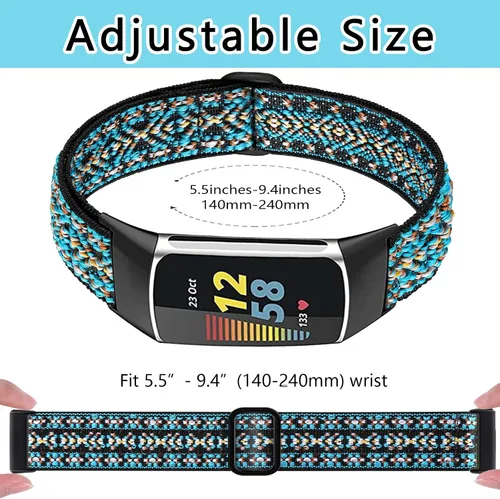 Miniatura 3 de Bandas elásticas compatibles con Fitbit Charge 5 bandas para mujeres y hombres, correas elásticas ajustables, accesorios de repuesto para Fitbit