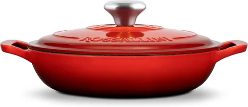 Miniatura 2 de ROSSALLINI Signature - Estofador de hierro fundido esmaltado, olla antiadherente con tapa de ajuste ajustada para asar perfectos, hornear, saltear