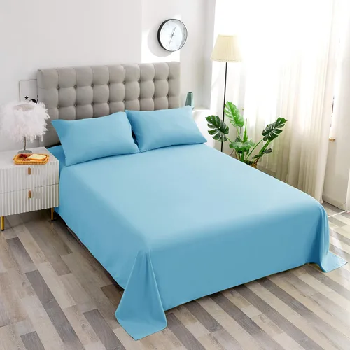 Miniatura 16 de Soft Aqua - Sábana encimera de tamaño individual 100% algodón satinado, 600 hilos, calidad de cama, sábana encimera, fresca y lisa, solo una sábana