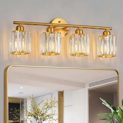 Miniatura 14 de Moderna lámpara de tocador de cristal de 2 luces, lámpara vertical de baño de níquel cepillado sobre espejo para tocador y lavabo, compatible