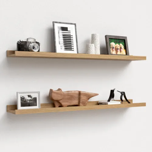 Miniatura 12 de Boswillon Juego de 2 estantes flotantes montados en la pared, modernos estantes de pared negros para almacenamiento con labio, estante de repisa